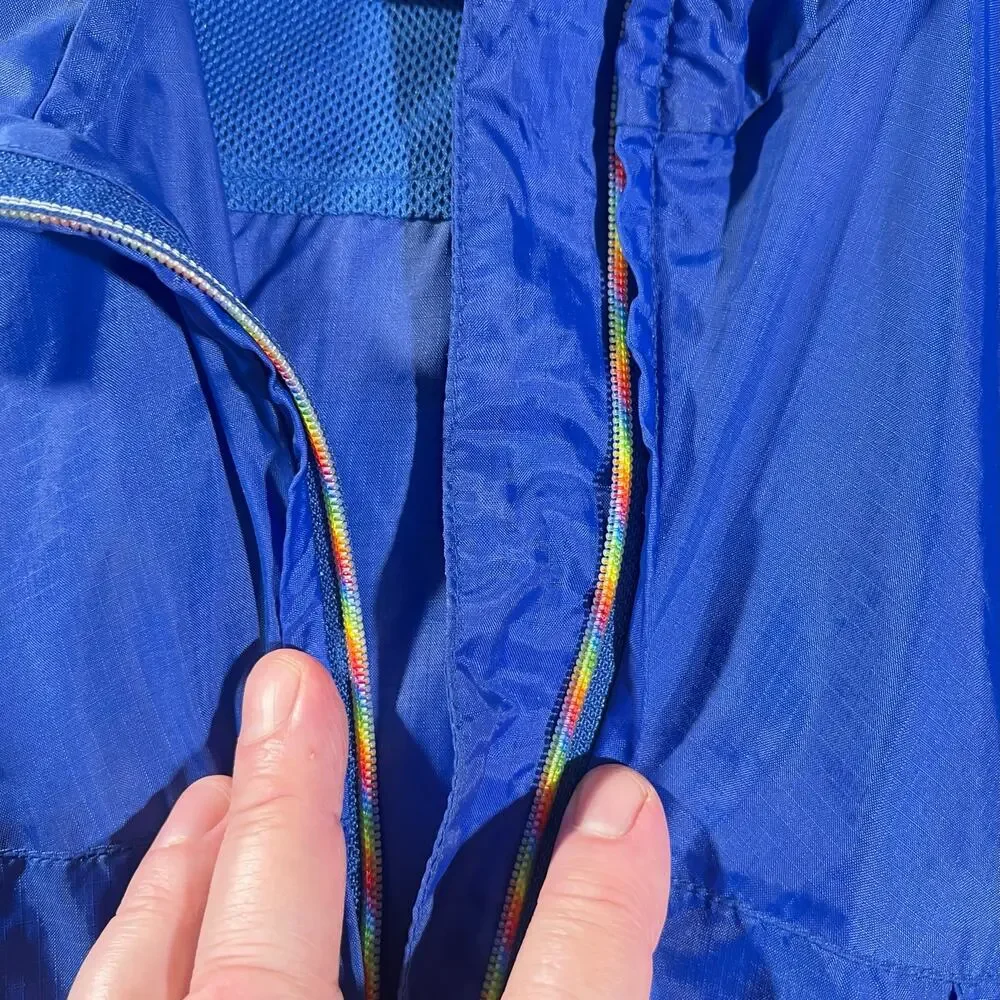 Head Nylon Wind Shell Mens Hooded Full Zip Adjustable Cuffs Waist Rainbow Zipper